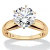Palm Beach Jewelry 3.50 Tcw Cz Gold-plated Silver Solitaire Ring In Yellow