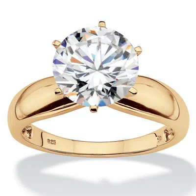 Palm Beach Jewelry 3.50 Tcw Cz Gold-plated Silver Solitaire Ring In Yellow