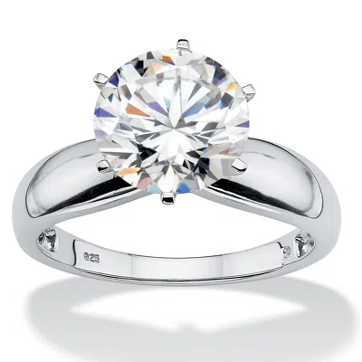 Palm Beach Jewelry 3.50 Tcw Round Cubic Zirconia Platinum-plated Sterling Silver Bridal Ring In White