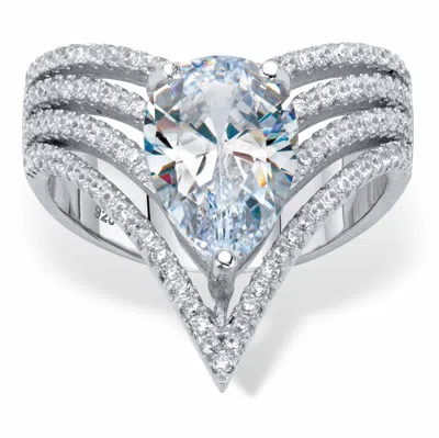 Palm Beach Jewelry 3.51 Tcw Cz Platinum-plated Silver Engagement Ring In White