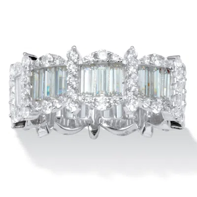 Palm Beach Jewelry 3.53 Tcw Cubic Zirconia Silvertone Eternity Ring In White