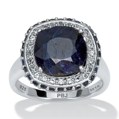 Palm Beach Jewelry 3.54 Tcw Simulated Sapphire Sterling Silver Ring In White