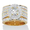 Palm Beach Jewelry 3.55 Tcw Cz 14k Gold/silver Halo Wedding Ring Set In Yellow