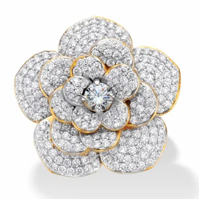 Palm Beach Jewelry 3.58 Tcw Cz Gold-plated Rose Flowerl Ring In Yellow
