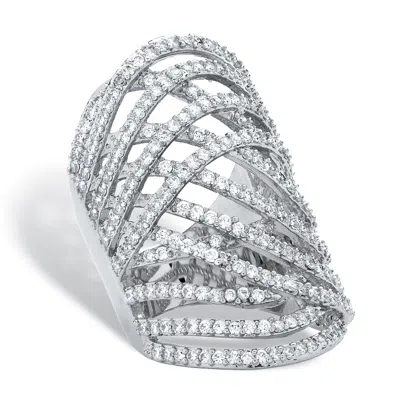 Palm Beach Jewelry 3.58 Tcw Round Cubic Zirconia Platinum-plated Elongated Ring In White