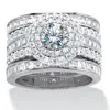 Palm Beach Jewelry 3.60 Cttw. Cubic Zirconia Platinum-plated Silver 3-pc. Halo Wedding Ring Set