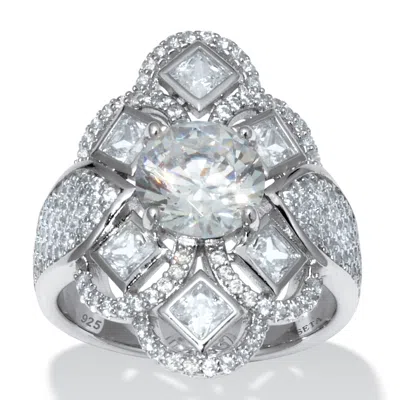 Palm Beach Jewelry 3.61 Tcw Cz Sterling Silver Vintage-style Ring In White