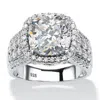 Palm Beach Jewelry 3.68 Cttw. Cubic Zirconia Platinum-plated Sterling Silver Halo Engagement Ring In White