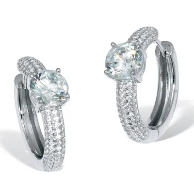 Palm Beach Jewelry 3.70 Tcw Round Cubic Zirconia Silvertone Huggie Earrings
