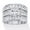 Palm Beach Jewelry 3.74 Cttw. Princess Cut Cubic Zirconia Platinum Over Silver 3 Piece Ring Set