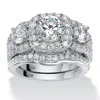 Palm Beach Jewelry 3.74 Tcw Cubic Zirconia Platinum-plated Silver 2-piece Halo Bridal Ring Set In White