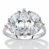 Palm Beach Jewelry 3.76 Cttw. Marquise And Pear-cut Cz Platinum-plated Engagement Ring