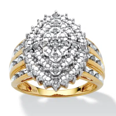 Palm Beach Jewelry 3/8 Tcw Diamond Marquise-shaped Ring 18k Yellow Gold-plated Sterling Silver In White