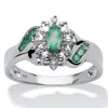 Palm Beach Jewelry .38 Tcw Genuine Emerald And Diamond Accent Ring Platinum-plated Sterling Silver In Green
