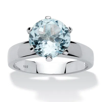 Palm Beach Jewelry 3.80 Tcw Round Genuine Blue Topaz Solitaire Ring .925 Sterling Silver