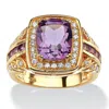 Palm Beach Jewelry 3.86 Tcw Genuine Purple Amethyst And Cz 14k Gold-plated Silver Halo Ring In Purple