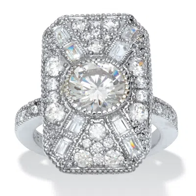 Palm Beach Jewelry 3.93 Tcw Round Cz Platinum-plated Ring In White