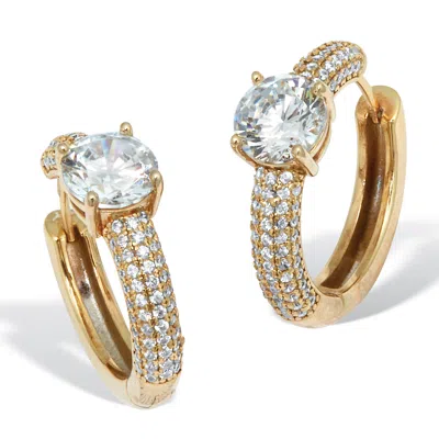 Palm Beach Jewelry 3.94 Tcw Round Cubic Zirconia Yellow Gold-plated Huggie Earrings In White