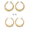 Palm Beach Jewelry 4 Cttw Cubic Zirconia Goldtone 3-pair Set Of Stud And Textured Hoop Earrings 2" In Yellow