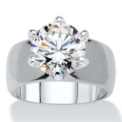 Palm Beach Jewelry 4 Cttw. Silvertone Round Cubic Zirconia Solitaire Engagement Ring In White
