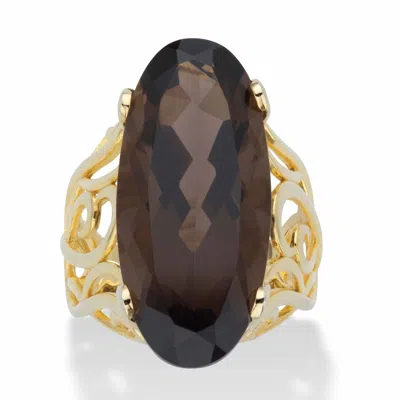 Palm Beach Jewelry 4 Tcw Genuine Smoky Topaz 14k Gp Ring In Yellow