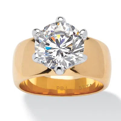 Palm Beach Jewelry 4 Tcw Round Cubic Zirconia Solitaire Ring In 18k Gold-plated In White