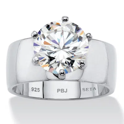 Palm Beach Jewelry 4 Tcw Round Cubic Zirconia Solitaire Ring In .925 Sterling Silver In White