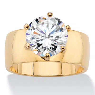 Palm Beach Jewelry 4.0 Cttw. 14k Gold-plated Cubic Zirconia Solitaire Ring In Silver