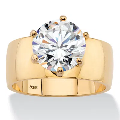 Palm Beach Jewelry 4.0 Cttw. Gold-plated Sterling Silver Cubic Zirconia Solitaire Ring In White