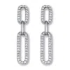 Palm Beach Jewelry .40 Tcw Round Cubic Zirconia Silvertone Paperclip Link Drop Earrings