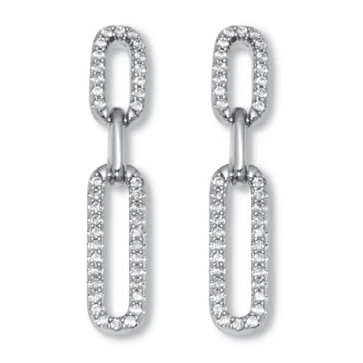Palm Beach Jewelry .40 Tcw Round Cubic Zirconia Silvertone Paperclip Link Drop Earrings