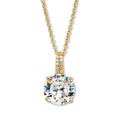 Palm Beach Jewelry 4.05 Cttw. Cz Gold-plated Silver Two Tone Drop Pendant With 18-20" Chain In White