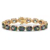 Palm Beach Jewelry 40.64 Tcw Oval Dark Mystic Cubic Zirconia Gold-plated Tennis Bracelet 7.25"