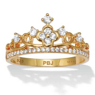 Palm Beach Jewelry .41 Tcw Cz Gold-plated Sterling Silver Crown Ring In Yellow