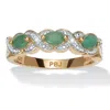 Palm Beach Jewelry .41 Tcw Oval Genuine Emerald Diamond Accent 18k Gold-plated Sterling Silver Ring In Green