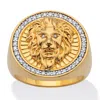 Palm Beach Jewelry .41 Tcw White Cz Lion Head Ring 14k Gold-plated In Yellow