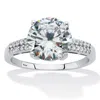 Palm Beach Jewelry 4.10 Ctw. Round-cut Cubic Zirconia Platinum-plated Silver Engagement Ring