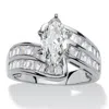 Palm Beach Jewelry 4.10 Tcw Cubic Zirconia Engagement Ring In Platinum-plated Sterling Silver In White