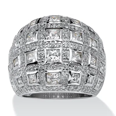 Palm Beach Jewelry 4.12 Tcw Princess-cut And Round Cubic Zirconia .925 Sterling Silver Dome Ring In White