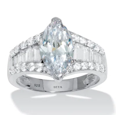 Palm Beach Jewelry 4.14 Tcw Sterling Silver Cubic Zirconia Engagement Ring In White