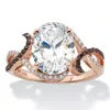 Palm Beach Jewelry 4.16 Cttw. Rose Gold-plated Silver White And Brown Cubic Zirconia Crossover Ring