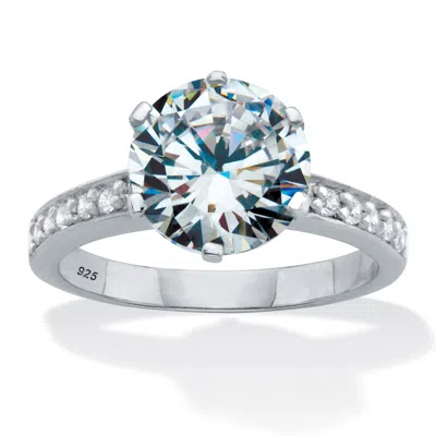 Palm Beach Jewelry 4.18 Cttw. Round-cut Cubic Zirconia Platinum Over Silver Engagement Ring In White