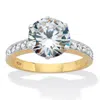 Palm Beach Jewelry 4.18 Cttw. Round-cut Cz Two-tone Gold-plated Sterling Silver Engagement Ring