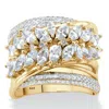 Palm Beach Jewelry 4.18 Tcw Cz Gold-plated .925 Silver Multi-row Ring In Yellow