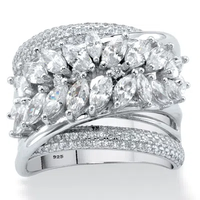 Palm Beach Jewelry 4.18 Tcw Cz Platinum-plated Silver Cocktail Ring In White