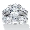 Palm Beach Jewelry 4.19 Tcw Marquise Cz Platinum-plated Bridal Set In White