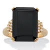 Palm Beach Jewelry .42 Cttw. Emerald Cut Black Onyx And White Topaz 18k Gold-plated Silver Ring In Black