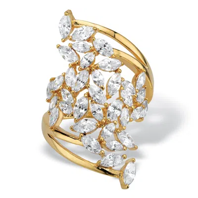 Palm Beach Jewelry 4.25 Cttw. 14k Gold-plated Sterling Silver Marquise Cubic Zirconia Cluster Ring In White