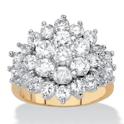 Palm Beach Jewelry 4.25 Cttw 18k Gold-plated Cubic Zirconia Cubic Zirconia Cluster Cocktail Ring In White