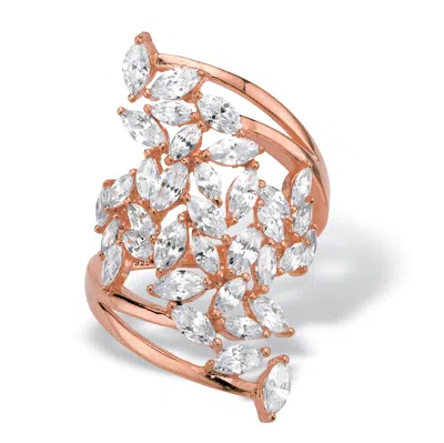 Palm Beach Jewelry 4.25 Cttw. 18k Rose Gold Plated Silver Marquise-cut Cubic Zirconia Cluster Ring In White